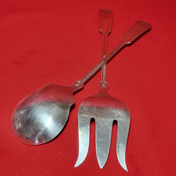 Frank M Whiting Fine Silverplate Serving Spoon & Fork Set - Picture 9 of 11